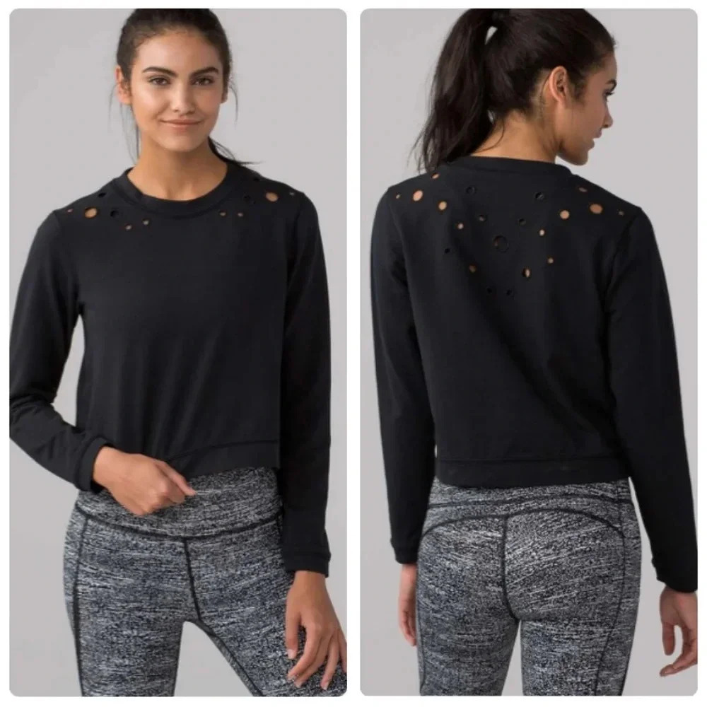 Lululemon Space Crew Eyelet Black Size 6
